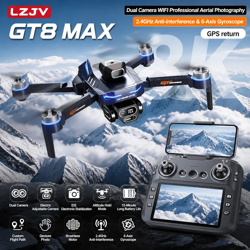 GT8 맥스 접이식 드론 8K HD 전문가용 항공 듀얼 - Drone Gps Module 리뷰 및 가격